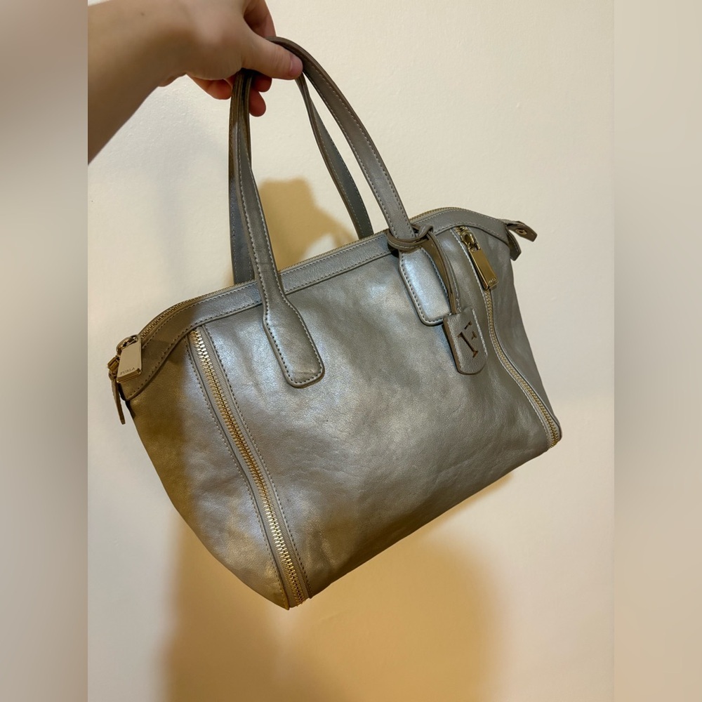 Furla‎ Gray Leather Satchel
